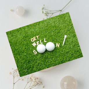 Cartão Em breve, com duas bolas de golfe e uma em verde