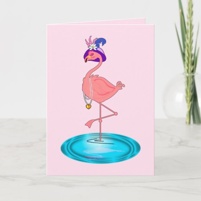 Cartão Em breve, com Flamingo (Frente)