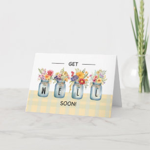 Cartão Em breve, flores selvagens em Mason Jar Vases