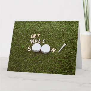 Cartão Em breve, jogue golfe com bola de golfe e chá