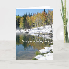 Cartão Em breve, lago com placa de neve