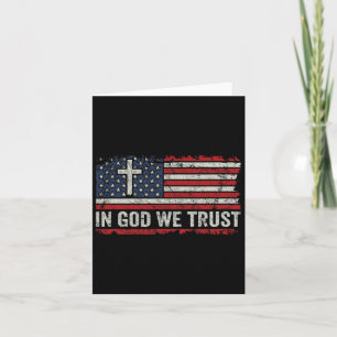 Cartão Em Deus Confiamos - Vintage Usa Flag Cross Patriot