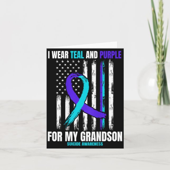 Cartão Em Memória do Meu Neto Bandeira de Conscientização (Frente)