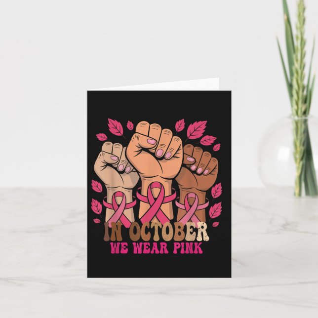 Cartão Em Outubro Usamos Rosa Conscientização sobre o Cân (Frente)