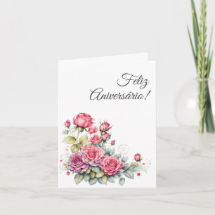 Cartão em Português: Birthday Card rosa