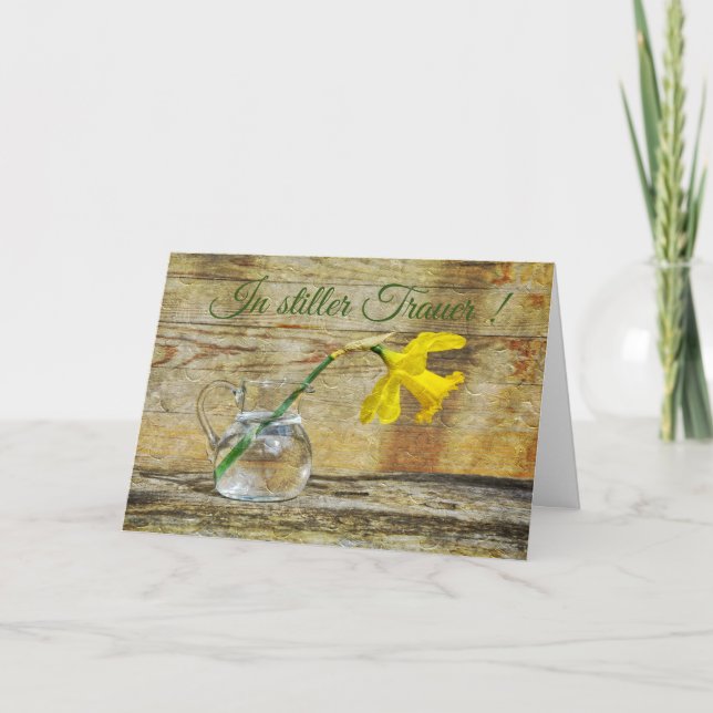 Cartão Em silêncio pesar com narciso amarelo (Frente)