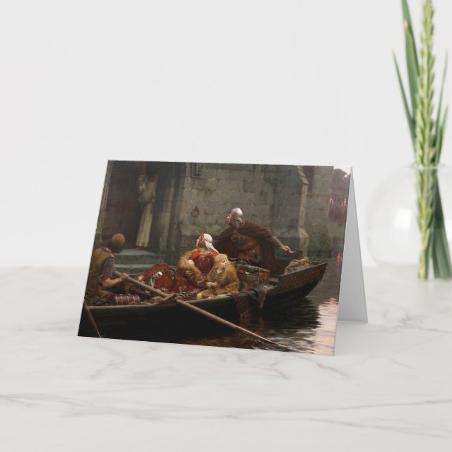 Cartão Em Tempo de Perigo, c. 1897 por Edmund Leighton (Frente)