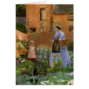 Cartão Em um Jardim em Cookham por George John Pinwell