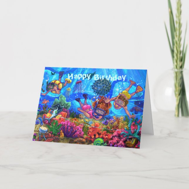 Cartão Embaixo do Sea Happy Birthday Card (Frente)