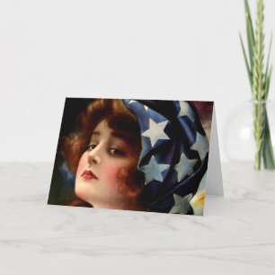 Cartão Embandeire a menina 4o da arte patriótica do