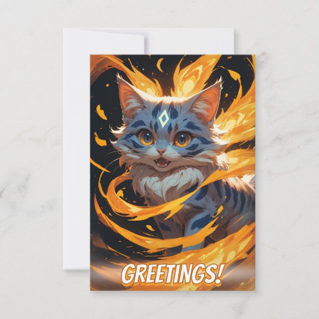 Cartão Ember Arcana: A Familiar de Kitten Flamebound (Frente)