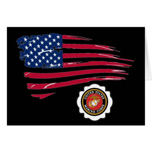 Cartão Emblem USMC e sinalizador U S (Frente Horizontal)