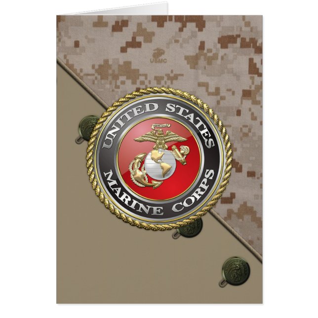 Cartão Emblema e uniforme do USMC [3D] (Frente)