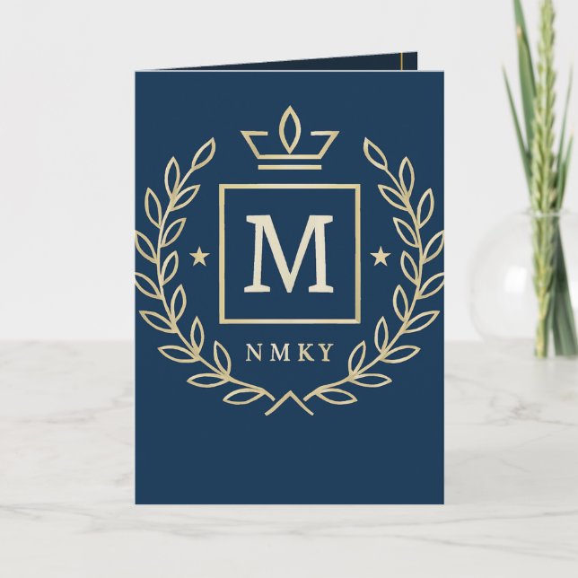 Cartão "Emblema Real NMKY – Design de Brasão com Monogram (Frente)