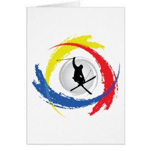 Cartão Emblema Tricolor do esqui