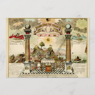 Cartão emblemático maçónico do convite da carta do