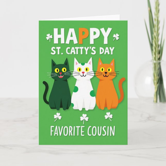 Cartão Emerald Cats St Cattys Day Card (Frente)
