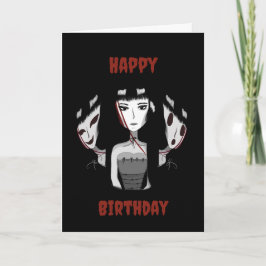 Cartão Emo Girl Hand-Drawn Birthday