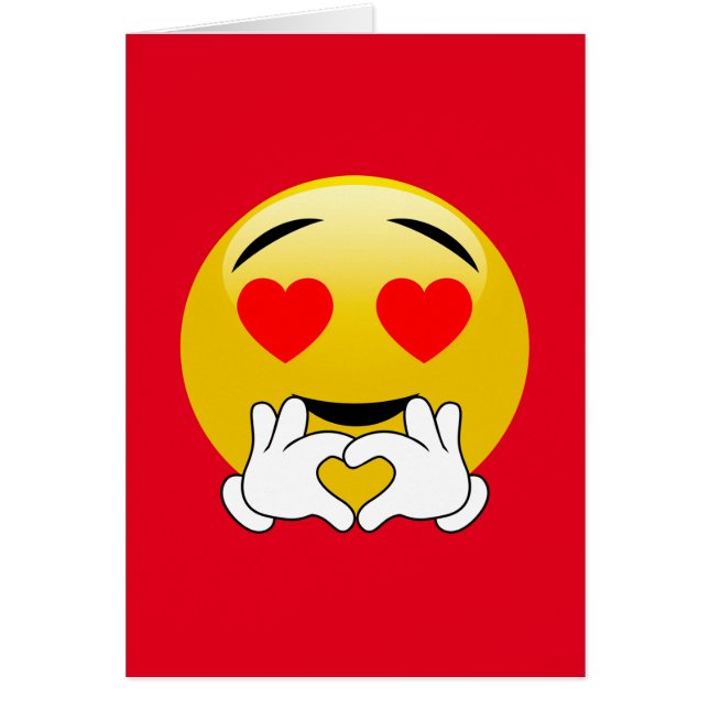 Cartão Emoji com olhos & mãos do coração (Frente)