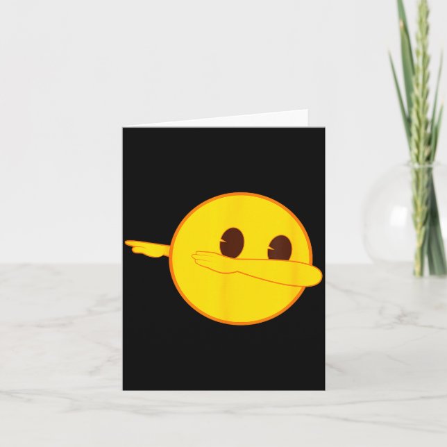 Cartão Emoji Dab Dançando Cara Amarela Sorridente  (Frente)