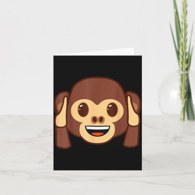 Cartão Emoji Macaco Segurando as Orelhas Rosto Sorriso Am (Frente)