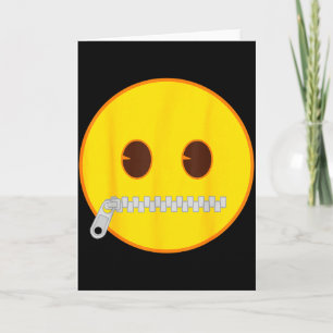 Cartão Emoji Oficial Rosto Sorriso Amarelo Boca Zíper