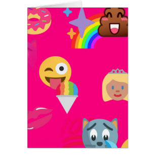 Cartão emoji rosa quente