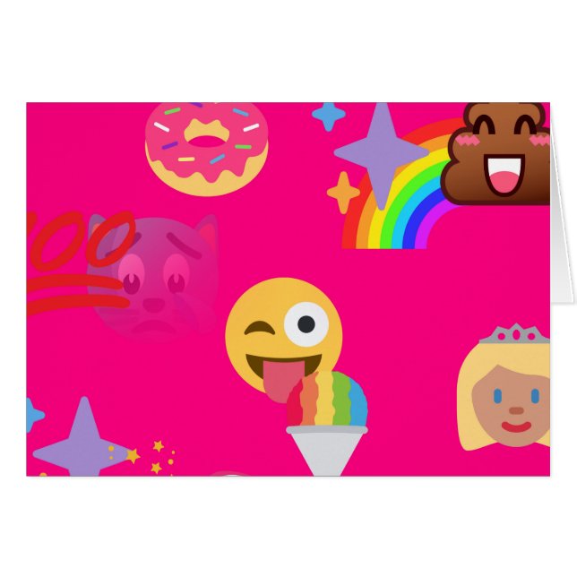 Cartão emoji rosa quente (Frente Horizontal)