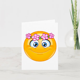 Cartão Emoticon Usando Uma Coroa Floral