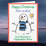Cartão Empresa ou Organização Snowman Design Natal<br><div class="desc">Feliz Natal para um Arquiteto. Cartoon engraçado de um boneco de neve no sol de inverno. Adicionar uma mensagem do remetente.</div>