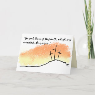 Cartão Empty Crosses He is Risen Scripture Easter Card