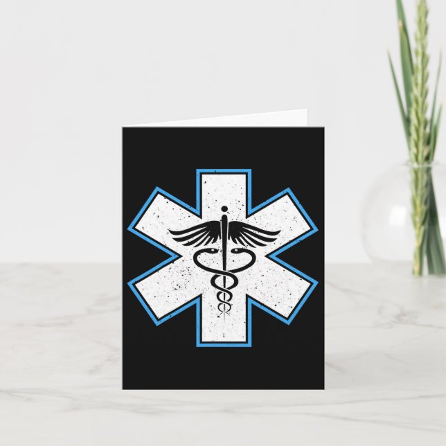 Cartão Emt Paramedic Star - Caduceus Ems First Responder (Frente)