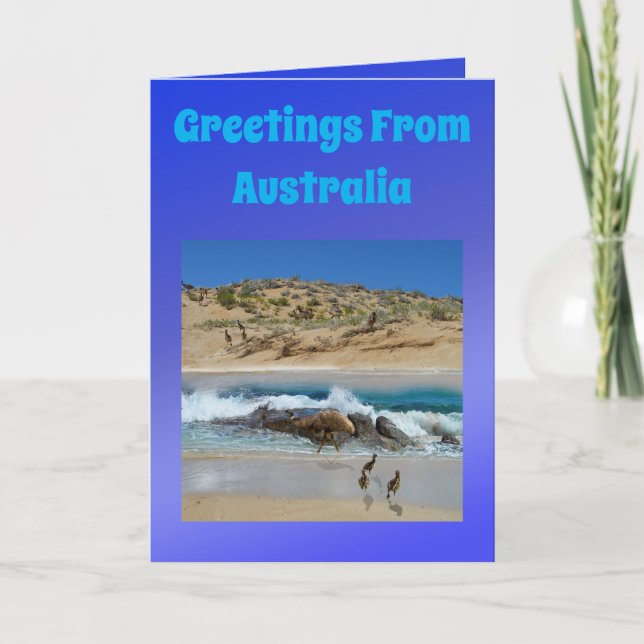 Cartão Emu e Koala australianos, aniversário (Frente)