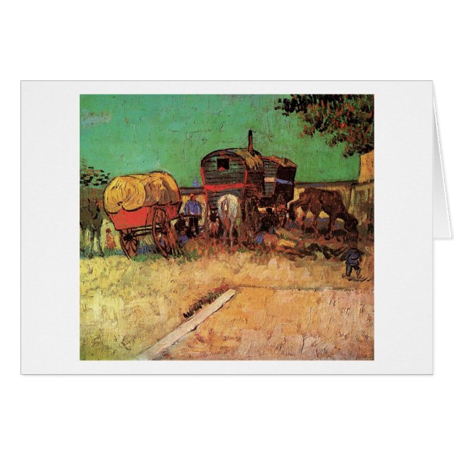 Cartão Encampamento de ciganos com caravanas, Van Gogh (Frente Horizontal)