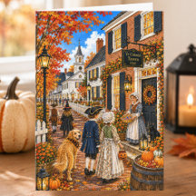 Encantadora Vila Colonial de Outono Feliz Hallowee