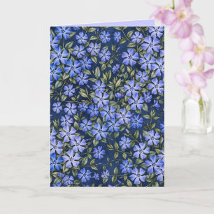 Cartão Encantadoras Flores de Vinca Azul Profundo Espalha