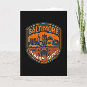 Cartão Encanto da Cidade Retro Maryland Ltimore Caranguej