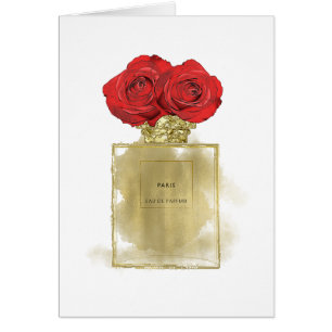 Cartão Encanto Dourado das rosas vermelhas florais da