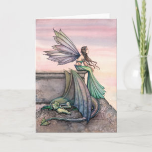 Cartão Enchanted Dusk Fairy Dragon Greeting Card