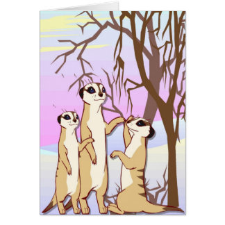 Cartão Encontre os meerkats, família na neve