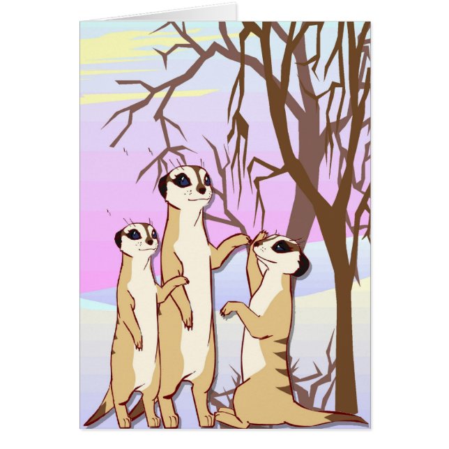 Cartão Encontre os meerkats, família na neve (Frente)