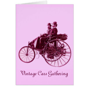 Cartão Encontro de Carros Antigos, roxo rosa violeta bran