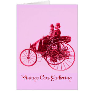 Cartão Encontro de Carros Antigos, vermelho fúcsia violet