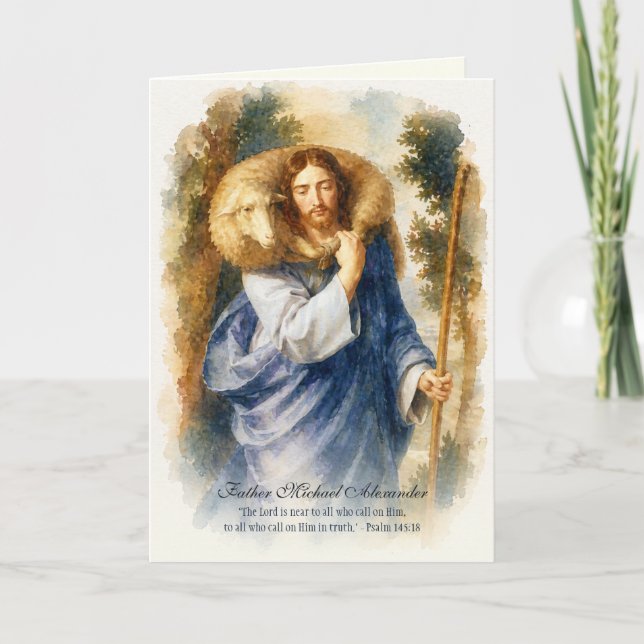 Cartão Encorajamento do Padre Bom Pastor (Frente)