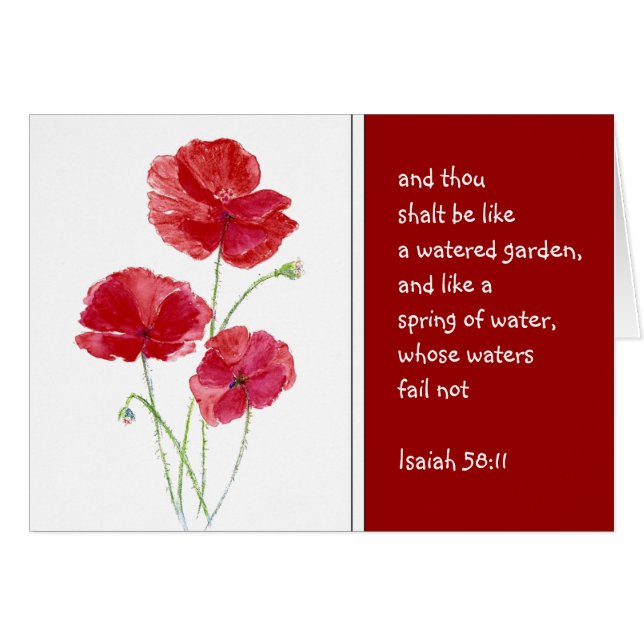 Cartão Encorajar Escritura Promessa Isaiah Poppy Garden (Frente Horizontal)