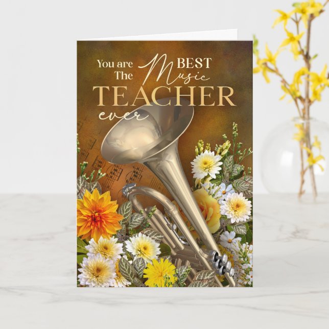 Cartão End-Of-Year Horn Music Teacher Thank You (Flor Amarela)