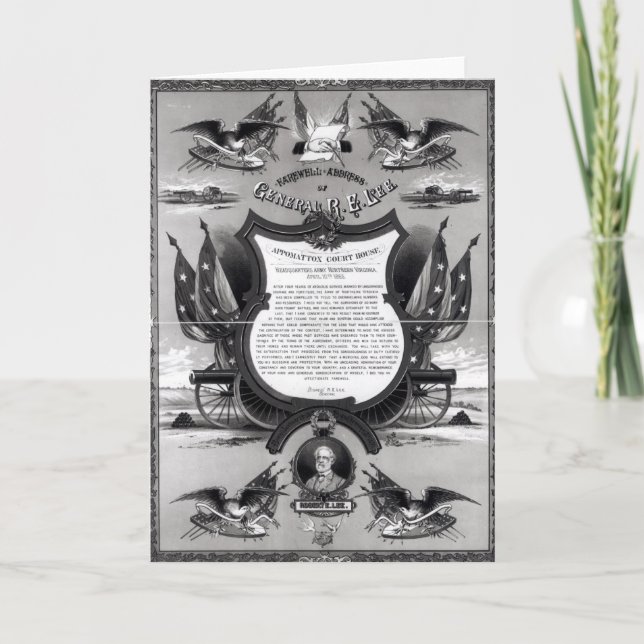 Cartão Endereço de adeus do general Robert E. Lee (Frente)