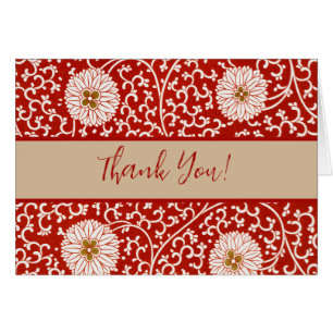 Cartão Enfeite Chinês Owen Jones Floral Vermelho Branco