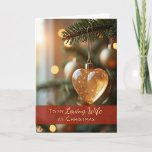 Cartão Enfeite de Coração de Amor Romântico de Natal para