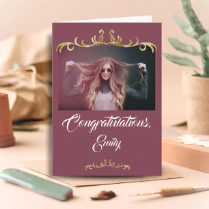 Cartão Enfeite de Felicitações Elegantes Foto Graduação 